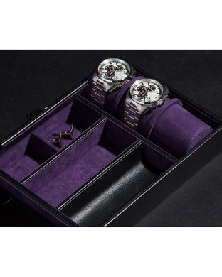 Органайзер WOLF Blake Valet Tray W/Watch Cufflink Black Purple
